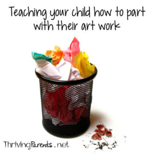 Are you having trouble getting your kids to part with their artwork? It's a process that needs to be taught and I'll be honest, it isn't easy. Here's how you can start.